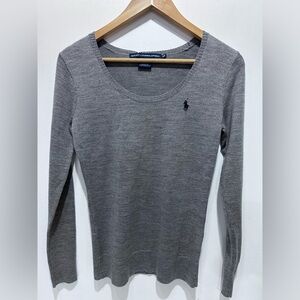 Ralph Lauren Sport Women’s Gray‎ Long Sleeve 100% Merino Wool Sweater Size S